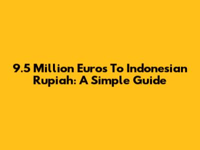 9.5 Million Euros To Indonesian Rupiah: A Simple Guide