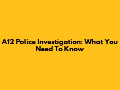A12 Police Investigation: What You Need To Know