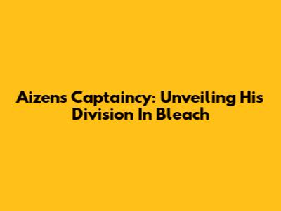 Aizen's Captaincy: Unveiling His Division In Bleach