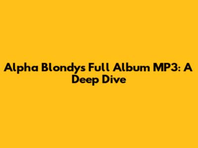 Alpha Blondy's Full Album MP3: A Deep Dive
