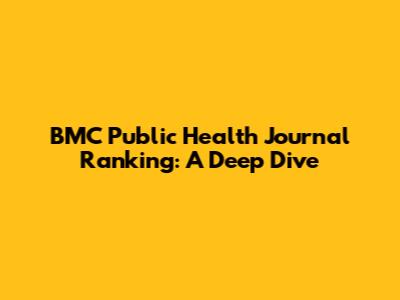 BMC Public Health Journal Ranking: A Deep Dive