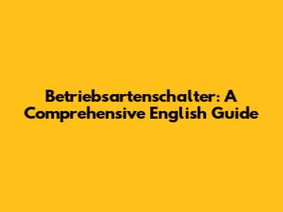 Betriebsartenschalter: A Comprehensive English Guide