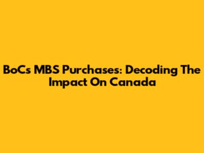 BoC's MBS Purchases: Decoding The Impact On Canada