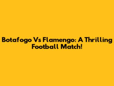 Botafogo Vs Flamengo: A Thrilling Football Match!