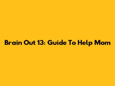 Brain Out 13: Guide To Help Mom