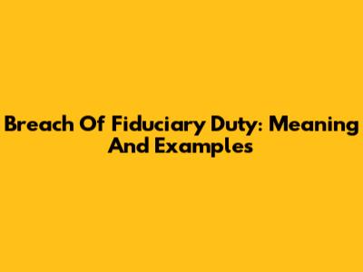 Breach Of Fiduciary Duty: Meaning And Examples