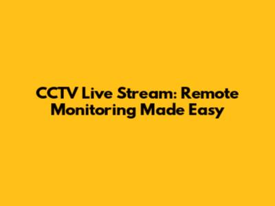 CCTV Live Stream: Remote Monitoring Made Easy