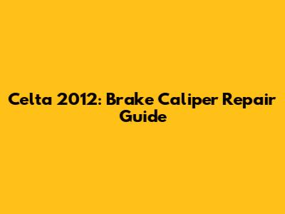 Celta 2012: Brake Caliper Repair Guide