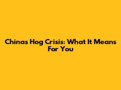 China's Hog Crisis: What It Means For You