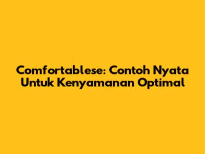 Comfortablese: Contoh Nyata Untuk Kenyamanan Optimal