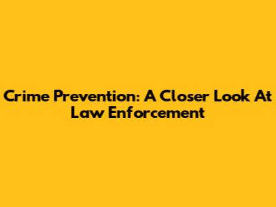 Crime Prevention: A Closer Look At Law Enforcement