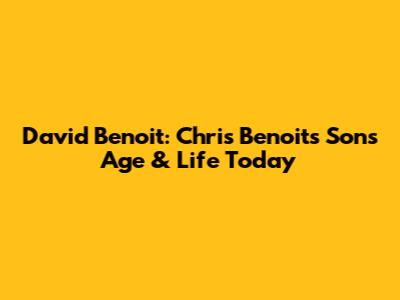David Benoit: Chris Benoit's Son's Age & Life Today