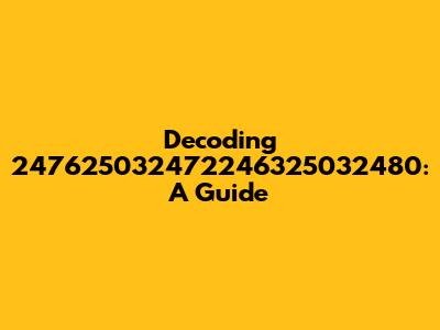 Decoding 247625032472246325032480: A Guide