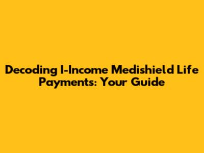 Decoding I-Income Medishield Life Payments: Your Guide