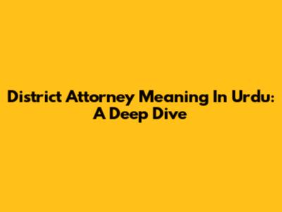 District Attorney Meaning In Urdu: A Deep Dive