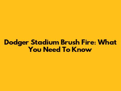 Dodger Stadium Brush Fire: What You Need To Know