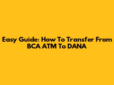Easy Guide: How To Transfer From BCA ATM To DANA
