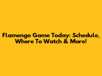 Flamengo Game Today: Schedule, Where To Watch & More!