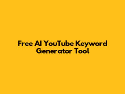 Free AI YouTube Keyword Generator Tool