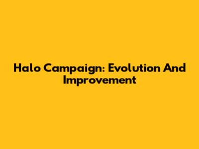 Halo Campaign: Evolution And Improvement