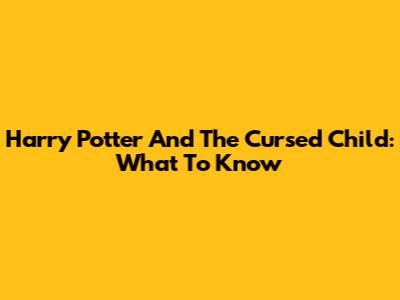 Harry Potter And The Cursed Child: What To Know