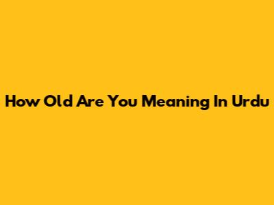 How Old Are You Meaning In Urdu