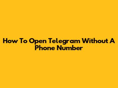 How To Open Telegram Without A Phone Number