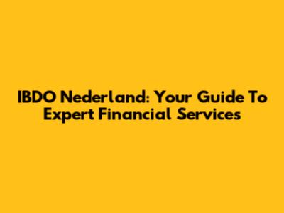 IBDO Nederland: Your Guide To Expert Financial Services