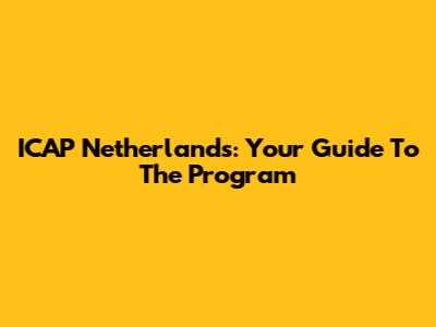 ICAP Netherlands: Your Guide To The Program