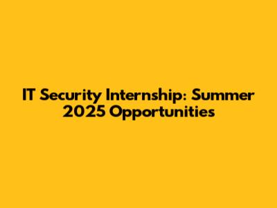 IT Security Internship: Summer 2025 Opportunities