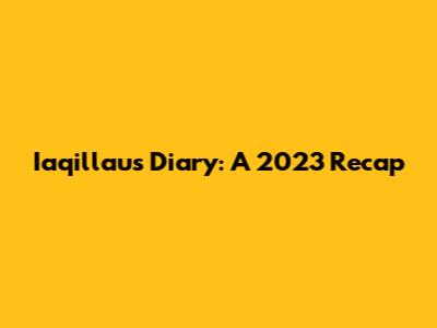 Iaqillau's Diary: A 2023 Recap