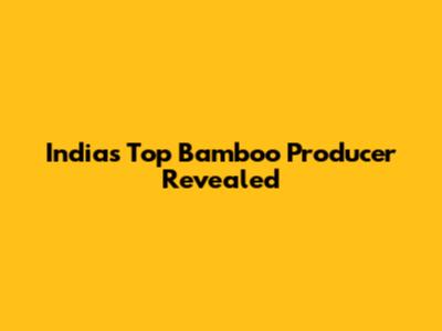 India's Top Bamboo Producer Revealed