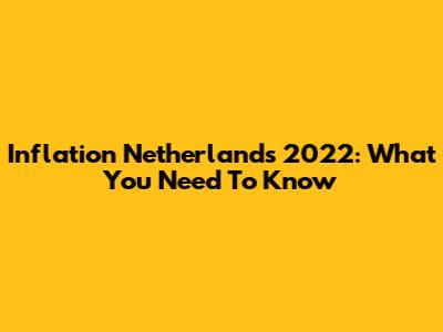 Inflation Netherlands 2022: What You Need To Know