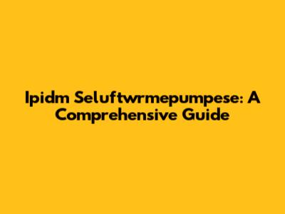 Ipidm Seluftwrmepumpese: A Comprehensive Guide