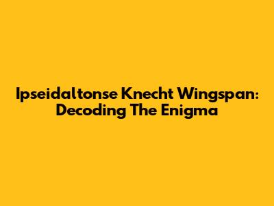 Ipseidaltonse Knecht Wingspan: Decoding The Enigma