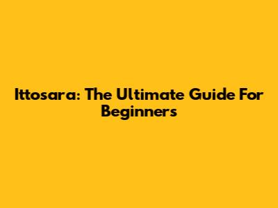Ittosara: The Ultimate Guide For Beginners