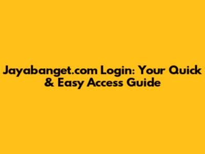 Jayabanget.com Login: Your Quick & Easy Access Guide
