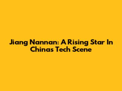 Jiang Nannan: A Rising Star In China's Tech Scene