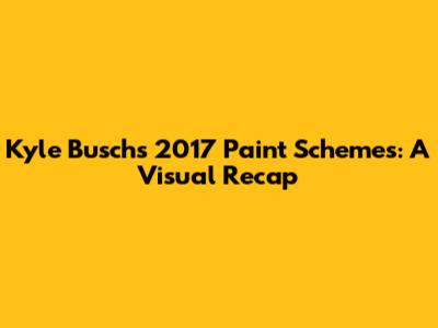 Kyle Busch's 2017 Paint Schemes: A Visual Recap
