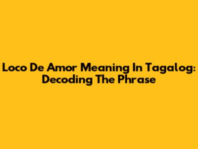 Loco De Amor Meaning In Tagalog: Decoding The Phrase