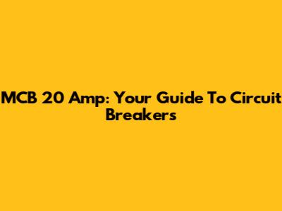 MCB 20 Amp: Your Guide To Circuit Breakers