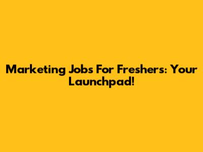 Marketing Jobs For Freshers: Your Launchpad!