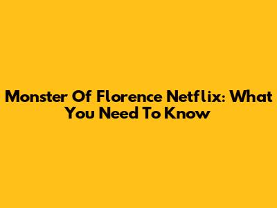 Monster Of Florence Netflix: What You Need To Know