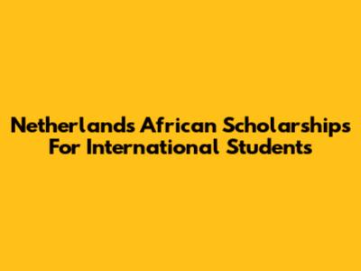 Netherlands African Scholarships For International Students