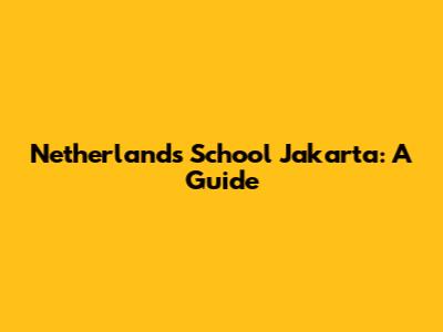 Netherlands School Jakarta: A Guide