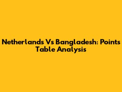 Netherlands Vs Bangladesh: Points Table Analysis