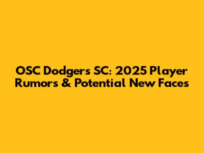 OSC Dodgers SC: 2025 Player Rumors & Potential New Faces