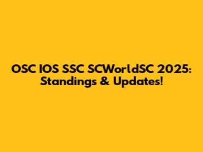 OSC IOS SSC SCWorldSC 2025: Standings & Updates!