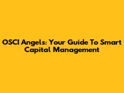 OSCI Angels: Your Guide To Smart Capital Management