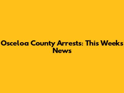 Osceloa County Arrests: This Week's News
